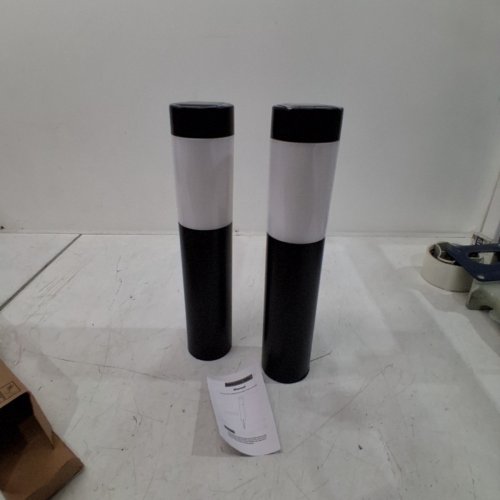 2PK SLEEK LED SOLAR POWERED BOLLARD LIGHTS - BLACK image 3