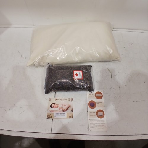 COMFYCOMFY ORGANIC BUCKWHEAT HULL PILLOW WITH EXTRA 1LB OF BUCKWHEAT - 14" X 26" - BEIGE image 2