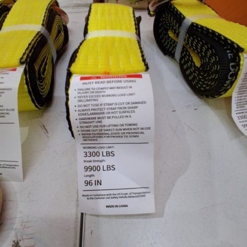 4PK CAR TIE DOWN STRAPS FOR TRAILERS WHEEL STRAPS FOR HAULING CARS IDEAL FOR SECURELY TRANSPORTING VEHICLES - 3,300 LBS CAPACITY - 2" X 96" - YELLOW image 3