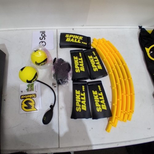 6PC SPIKEBALL PRO KIT TOURNAMENT EDITION WITH STRONGER PLAYING NET NEW BALLS DESINGED TO ADD SPIN, WITH BALL PUMP & BALL SIZE GAUGE - BLACK/YELLOW (MODEL: S-PRO-001) image 2