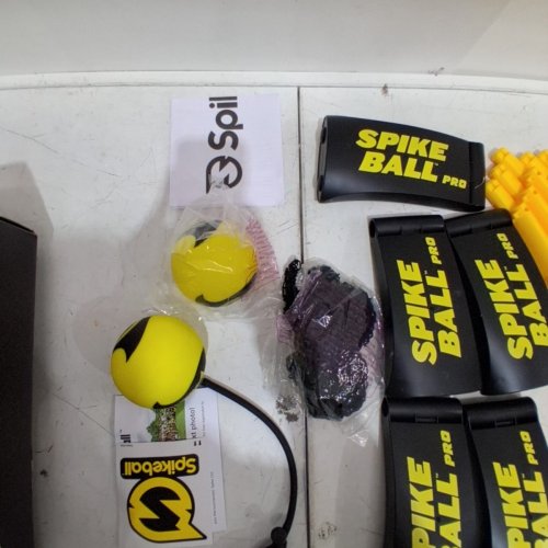 6PC SPIKEBALL PRO KIT TOURNAMENT EDITION WITH STRONGER PLAYING NET NEW BALLS DESINGED TO ADD SPIN, WITH BALL PUMP & BALL SIZE GAUGE - BLACK/YELLOW (MODEL: S-PRO-001) image 3