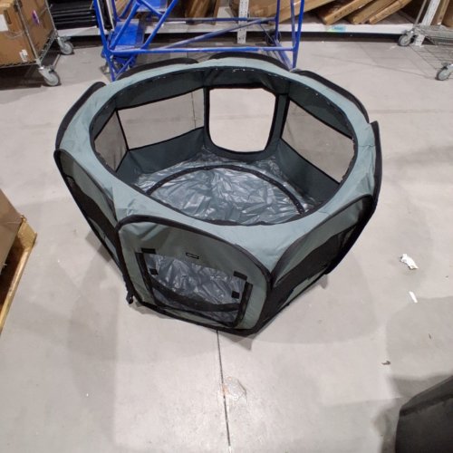 AMAZONBASICS PORTABLE SOFT PET DOG TRAVEL PLAYPEN - 41" - GREY image 2