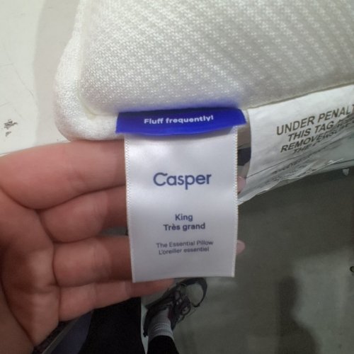 CASPER SLEEP ESSENTIAL ALTERNATIVE DOWN FILLED COOLING PILLOW - MEDIUM SOFT - KING - WHITE (MODEL: 951-000449-002) image 3
