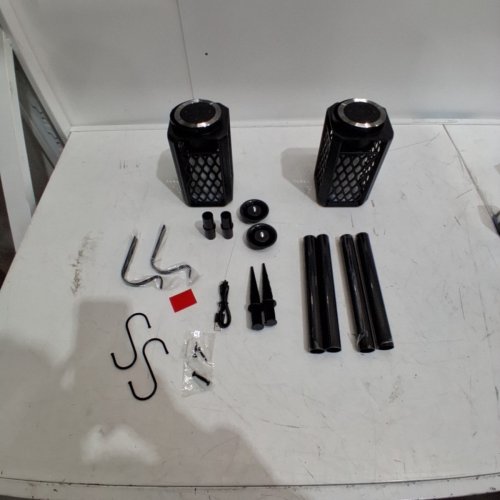 2PK BLONBAR LED FLAME ATMOSPHERE OUTDOOR BLUETOOTH PORTABLE SPEAKER/STEREO WITH STAKES OR HOOKS FOR HANGING - BLACK image 2