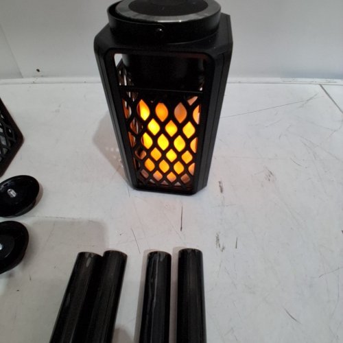 2PK BLONBAR LED FLAME ATMOSPHERE OUTDOOR BLUETOOTH PORTABLE SPEAKER/STEREO WITH STAKES OR HOOKS FOR HANGING - BLACK image 3