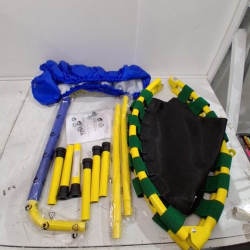 FOLDABLE TRAMPOLINE WITH HANDLE RAIL - 3FT - BLUE/YELLOW (MODEL: TX-B6232D-36IN) image 2