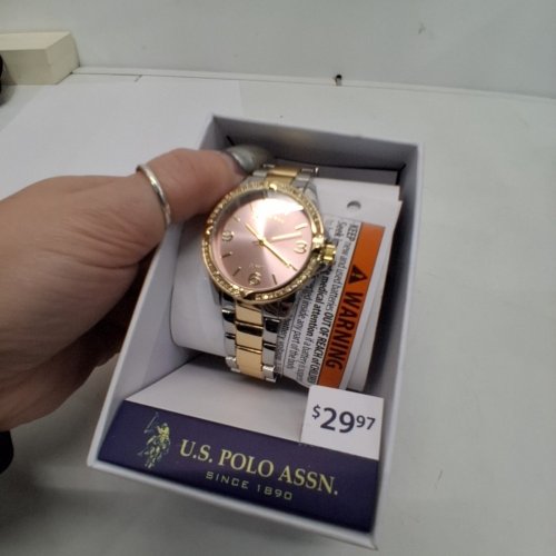 WOMENS U.S. POLO ASSN. ANALOG WATCH - 35 MM- PINK DIAL, GOLD-TONE AND SILVER-TONE image 5