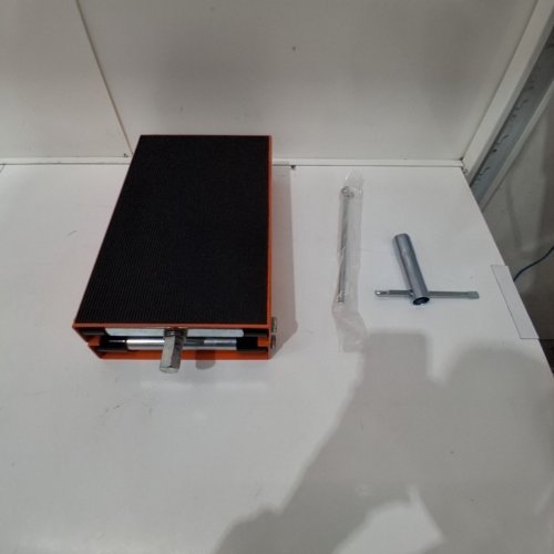 MOTORCYCLE LIFT SCISSOR JACK WITH DOLLY & HAND CRANK - 1100LBS MAX -1/2 TON- BLACK/ORANGE - (MODEL: MR8099/110203) image 2