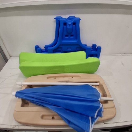 KIDS LITTLE TIKES EASY STORE JR. PICNIC TABLE WITH UMBRELLA - AGES 1-5 - BLUE/GREEN (MODEL: ‎629945M) image 2