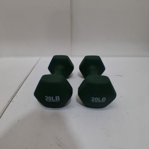 2PK AMAZON BASICS VINYL COATED DUMBBELL WEIGHTS - 20 LBS EACH - GREEN image 2
