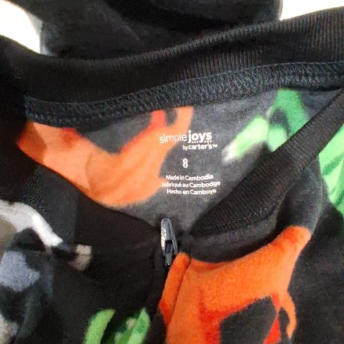 2PK BOYS SIMPLE JOYS BY CARTER'S FLEECE DINOSAUR ZIP-UP SLEEPER ONSIE - GREEN/BLACK image 2
