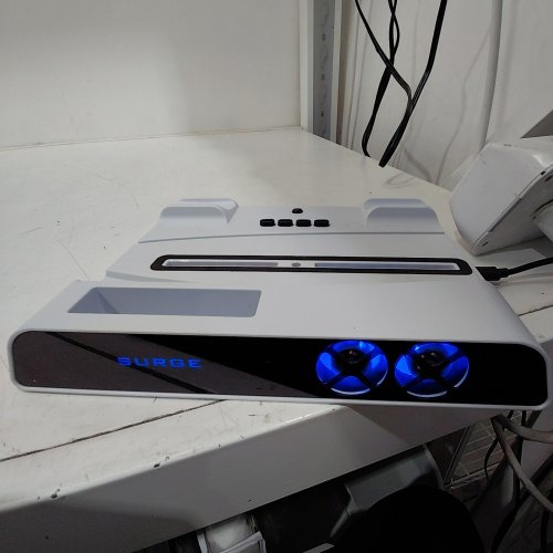 SURGE MULTI-FUNCTION CHARGING STAND PLAYSTATION 5 PS5 DIGITAL AND DISC VERSION WITH COOLING FANS 2 CHARGE DOCKS FOR DUALSENSE CONTROLLERS - WHITE (MODEL: SG20013) image 2