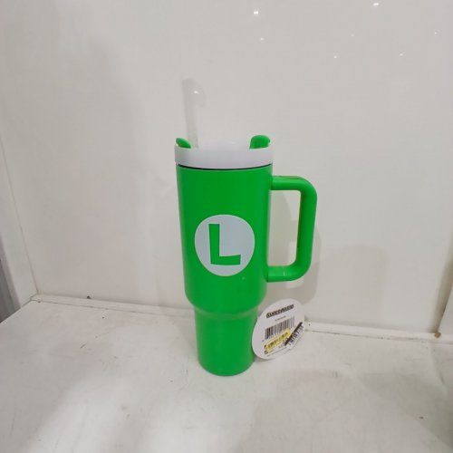 SUPER MARIO METAL TUMBLER WITH STRAW - 40 OZ - GREEN LUIGI image 2