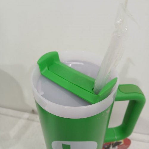 SUPER MARIO METAL TUMBLER WITH STRAW - 40 OZ - GREEN LUIGI image 3