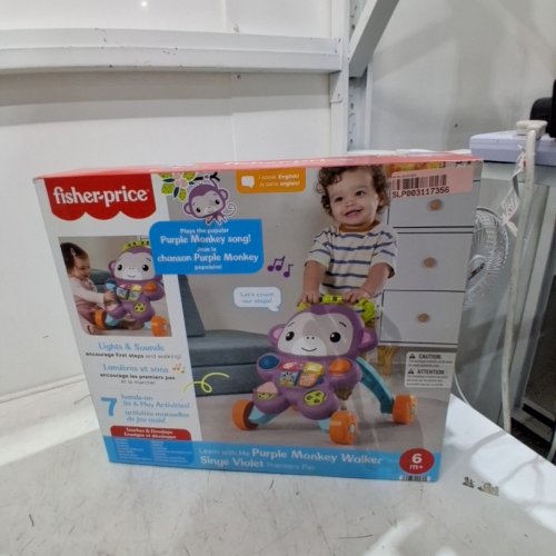 FISHER-PRICE LEARN WITH ME PURPLE MONKEY WALKER INTERACTIVE TOY (MODEL: JFD92) image 2