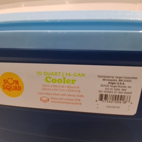 SUN SQUAD 14-CAN COOLER - 10 QT; 13" X 9 3/4" X 9 7/16" - BLUE image 3