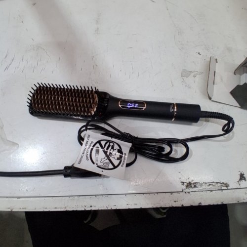 NICEBAY HEATED HAIR STRAIGHTENER BRUSH WITH ROTATABLE TEMPERATURE ADJUSTMENT, 6 TEMPERATURE MODES AND LED DISPLAY - 11.5" - BLACK/ROSE GOLD (MODEL: HS-225) image 4