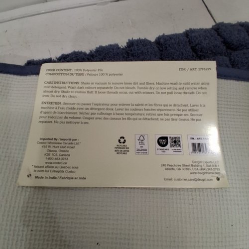 MINERAL SPRING PLUSH GRID BATH MAT - 2FT X 3FT - BLUE (MODEL: 1796299) image 3