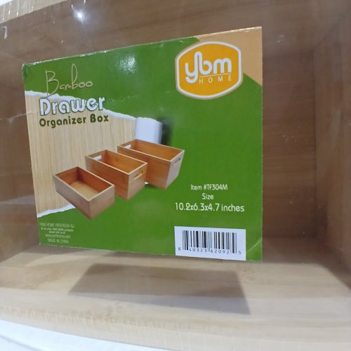 YBM HOME BAMBOO DRAWER ORGANIZER BOX - 10.2" X 6.3" X 4.7" - NATURAL (ITEM: TF304M) image 2