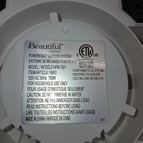 BEAUTIFUL POWEREXACT BLENDER SYSTEM - 50 OZ 120 V 700W - WHITE (MODEL: HPB-7001) image 2
