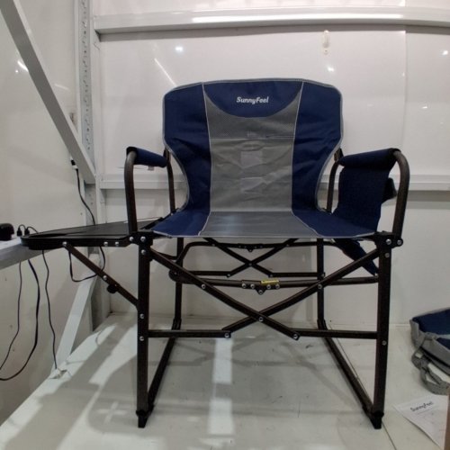 SUNNYFEEL FOLDING DIRECTORS CAMPING CHAR WITH FOLDOUT SIDE TABLE - BLUE/GREY (MODEL: AC3008F) image 3