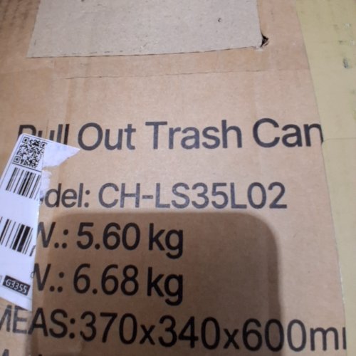 PULLOUT TRASH CAN/UNDER MOUNT WASTE BIN FOR KITCHEN CABINETS WITH METAL HANDLE - 35QT/EACH - GREY (MODEL:CH-LS35L02) image 2
