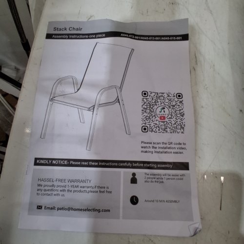 6PK JEAREY OUTDOOR STACKABLE PATIO CHAIR - 330LBS MAX - COFFEE - (MODEL: A045-015-001-016) image 6