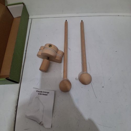 CLOUD SHAPED WOODEN CRIB MOBILE HOLDER - 27" - NATURAL WOOD image 3