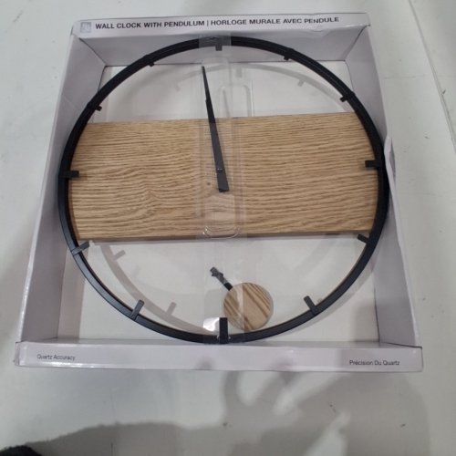 KIERA GRACE ALTON PENDULUM WALL CLOCK - 14" - BLACK AND WOOD TONE (ITEM: HGC0125) image 4