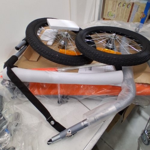 PET 2-IN-1 PUSH/TOW BIKE TRAILER - 66 LBS MAX - ORANGE/GREY image 5