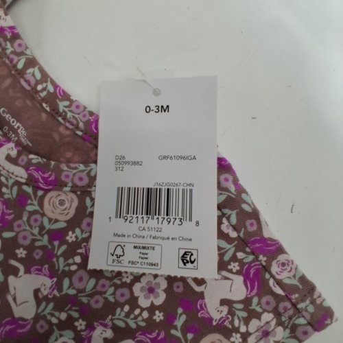 INFANT GIRLS GEORGE SHORT SLEEVE STAR PRINT TUNIC - 0-3M - PURPLE/BROWN image 2