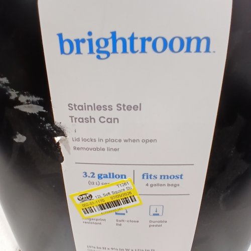 BRIGHTROOM STEP TRASH CAN STAINLESS STEEL - 12 L / 3.2 GAL - BLACK image 2