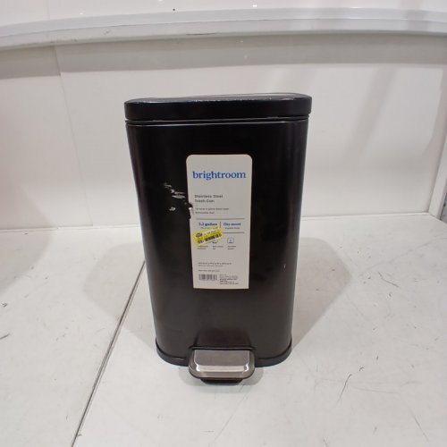 BRIGHTROOM STEP TRASH CAN STAINLESS STEEL - 12 L / 3.2 GAL - BLACK image 3