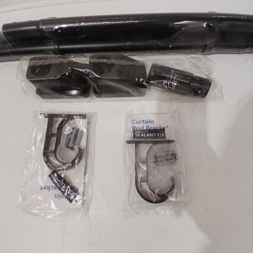 ADJUSTABLE TENSION CURTAIN ROD WITH INSTALLATION KIT - 94-122" - BLACK image 4