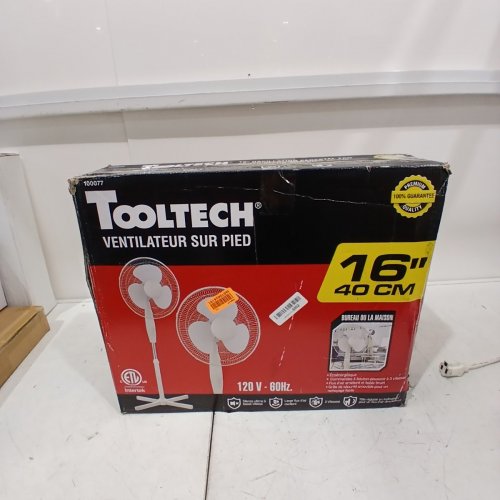 TOOLTECH 3-SPEED OSCILLATING PEDESTAL FAN - 16" - WHITE (MODEL: 100077) image 7