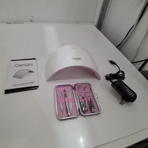 CEENWES 9C UVLED NAIL LAMP, PROFESSIONAL AC POWER SUPPLY, WITH MANICURE KIT, WHITE/PINK. image 3