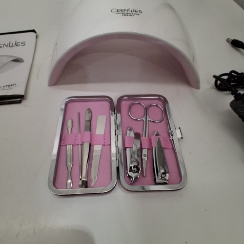 CEENWES 9C UVLED NAIL LAMP, PROFESSIONAL AC POWER SUPPLY, WITH MANICURE KIT, WHITE/PINK. image 4