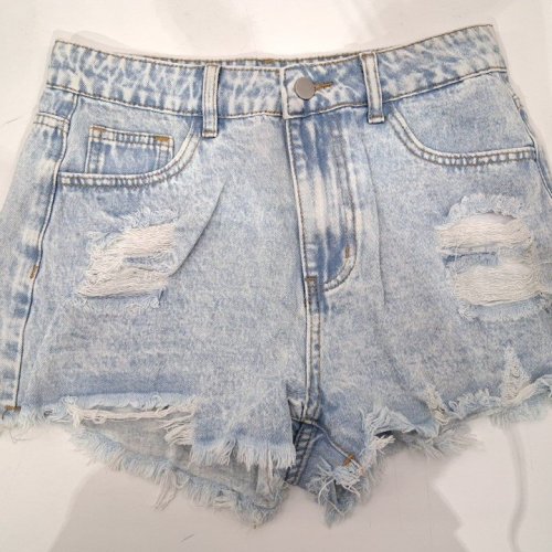 GIRL'S DISTRESSED DENIM SHORTS - 16Y - LIGHT BLUE image 2
