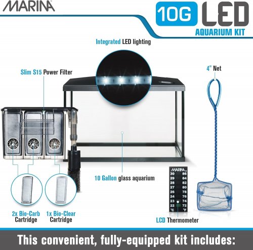 MARINA LED AQUARIUM KIT - 10 GAL - CLEAR/BLACK (MODEL: 15256A1) image 2