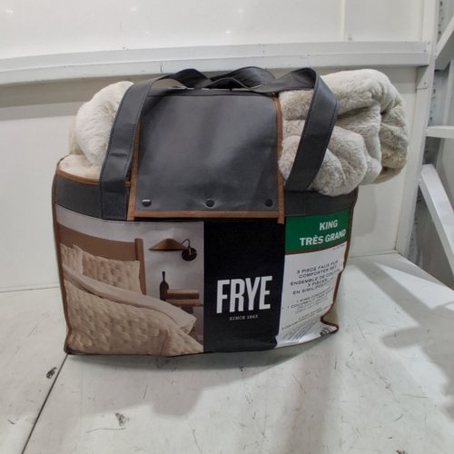 3PC FRYE FAUX FUR COMFORTER SET - KING - CREAM (MODEL: 1796287) image 4