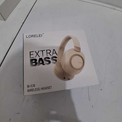 LORELEI B-C6 WIRELESS BLUETOOTH OVER EAR HEADPHONES 50H PLAYTIME - BEIGE image 4