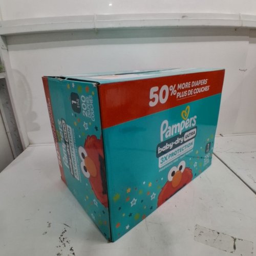 200PK PAMPERS BABY DRY ULTRA, FRAGRANCE FREE - SIZE 1 - ELMO image 2