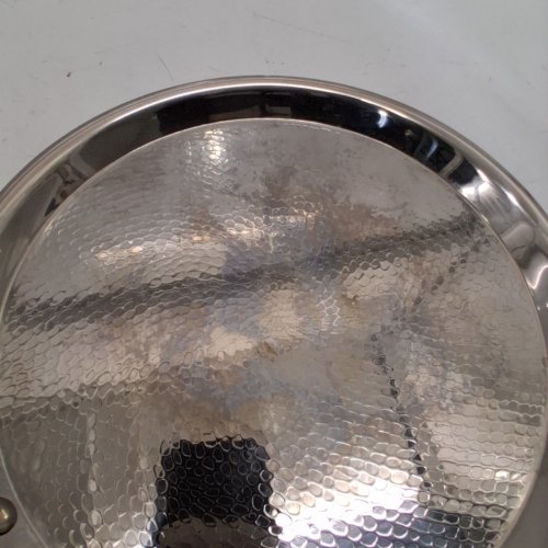 ROUND GRIDDLE FRYING PAN - 11.5" - SILVER WITH GOLD-TONE HANDLE image 5