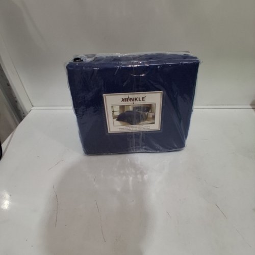 3PC KRINKLE DUVET COVER AND PILLOW SHAM SET - QUEEN (90" X 90") - NAVY BLUE (MODEL: KKDV3-001-FQCH) image 4
