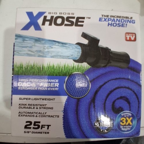 XHOSE HIGH PERFORMANCE LIGHTWEIGHT EXPANDABLE GARDEN HOSE - 5/8 INCH DIA X 25 FT. - BLUE/BLACK (MODEL: 1255) image 3