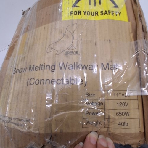 SEAL SNOW MELTING WALKWAY MAT - 120 V - 650W - 11" X 20FT - BLACK image 2