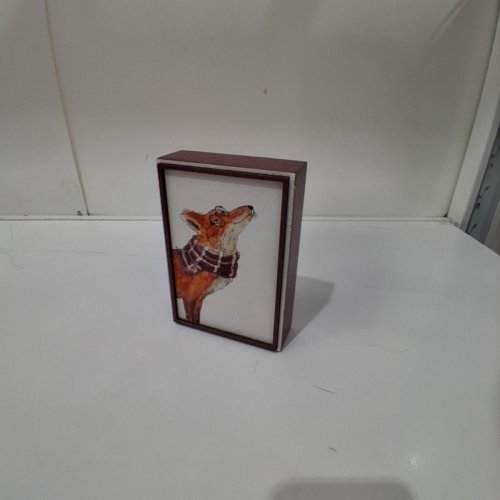 FOX FRAMED WALL/DESK DECOR - 7" - BROWN image 2