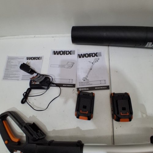 WORX POWER SHARE COMBO KIT WITH LEAF BLOWER, TRIMMER/EDGER, AND X2 BATTERIES WITH CHARGER - ORANGE/BLACK (MODEL: WG163.9/WG547.9) image 6