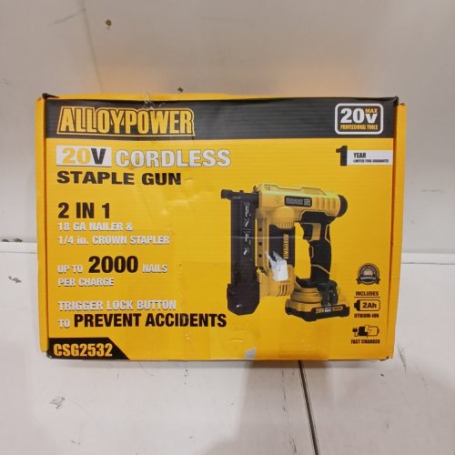 ALLOYPOWER 2-IN-1 CORDLESS BRAD NAILER & STAPLER KIT- 20V/18 GAUGE-YELLOW/BLACK (MODEL:CSG2532) image 5