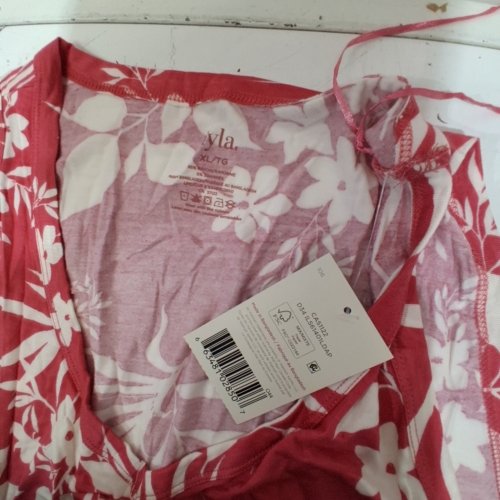 WOMENS IYLA PRINTED DRAPEY V-NECK TANK TOP - EXTRA LARGE - PINK/WHITE image 2